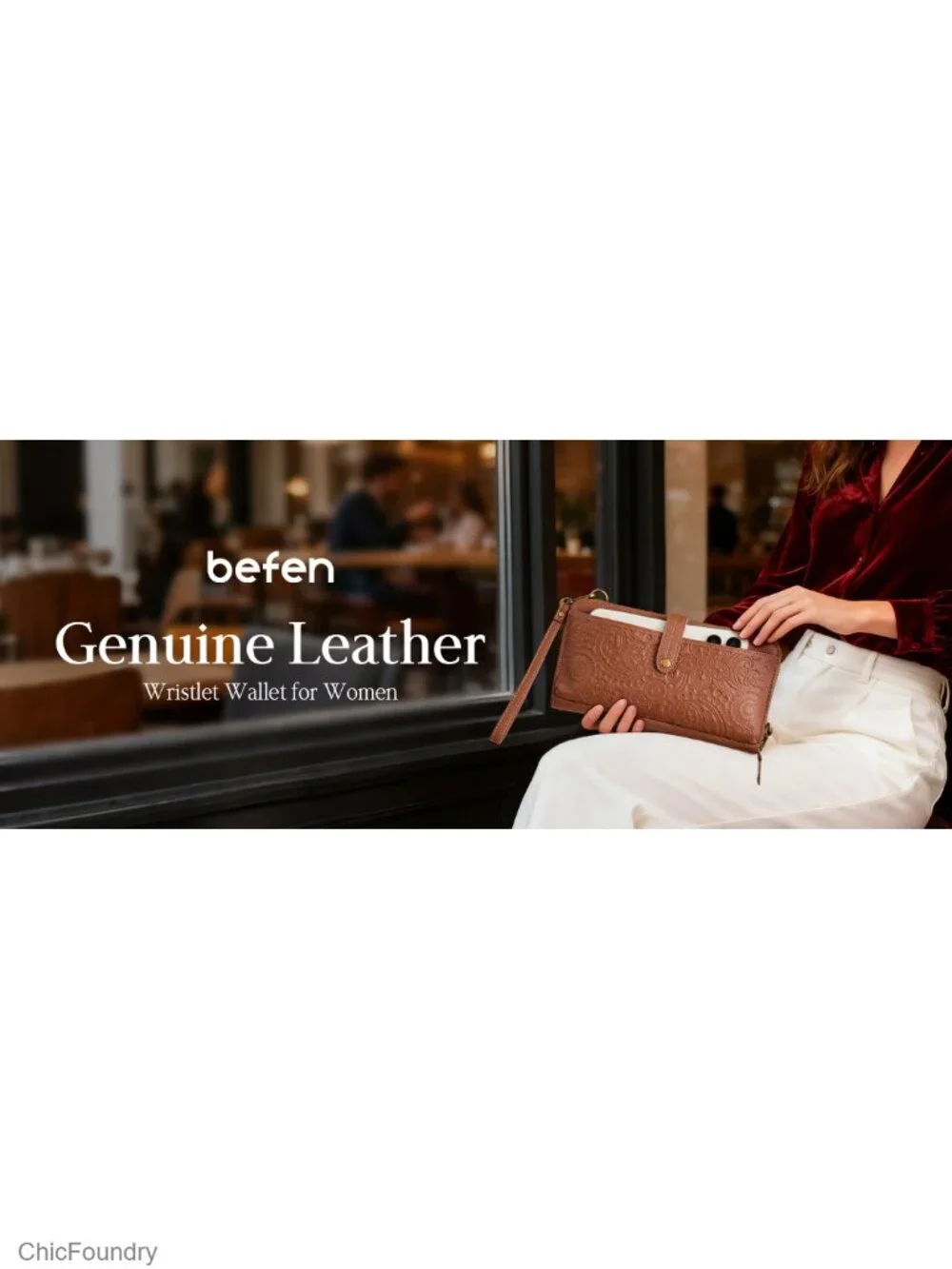 Genuine Leather Wristlet Wallet Crossbody Bag with RFID Blocking